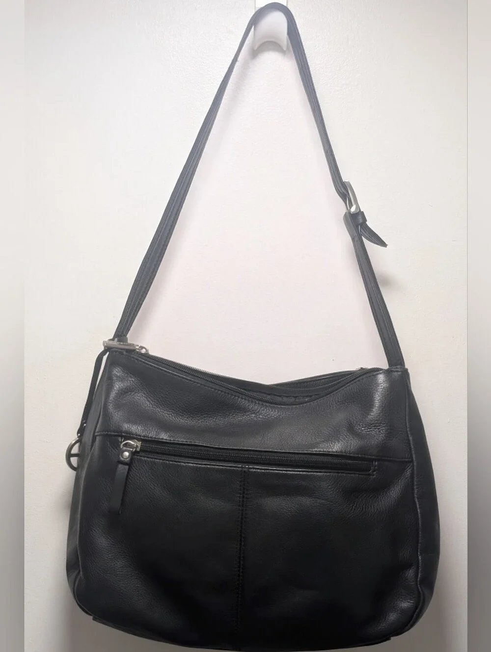 Vintage Giani Bernini Black Real Leather Slouchy Shoulder Handbag Boho Chic